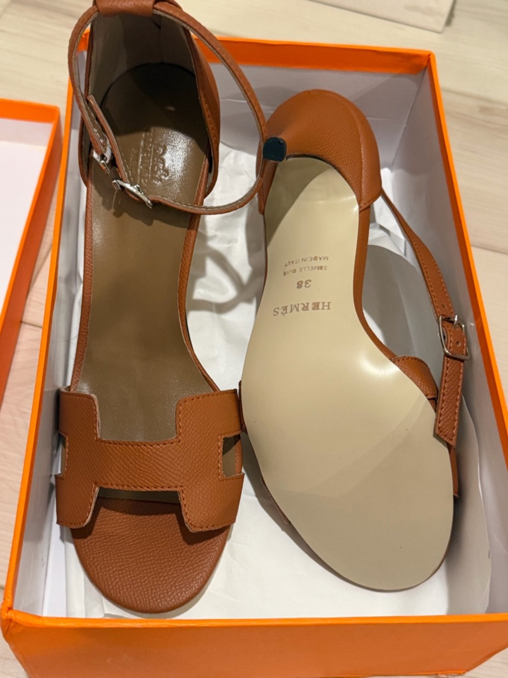 Women's Tan Leather H Heels